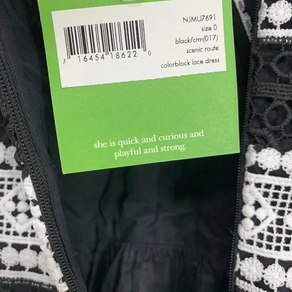 Kate Spade Dress Scenic Route Colorblock Lace Black V Neck NWT